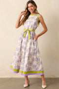 All In Due Time Cotton Lavender Floral Maxi Dress