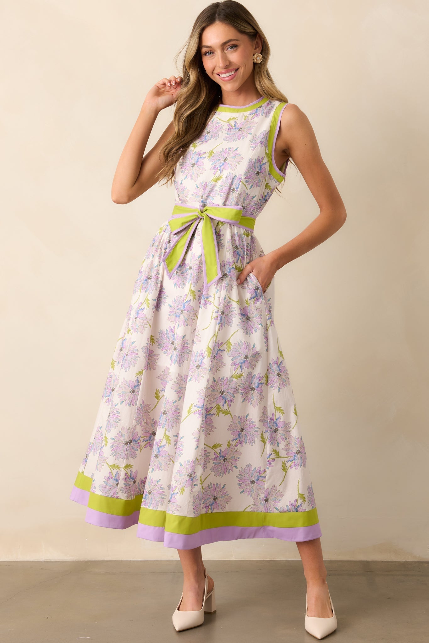 All In Due Time Cotton Lavender Floral Maxi Dress