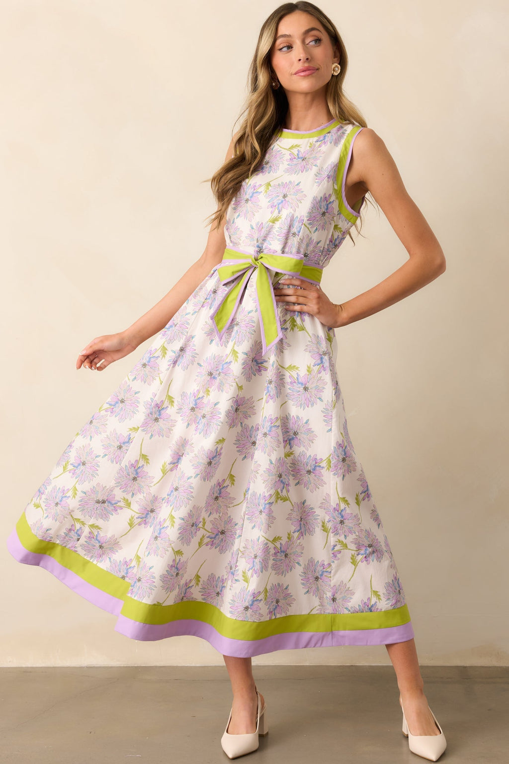 All In Due Time Cotton Lavender Floral Maxi Dress