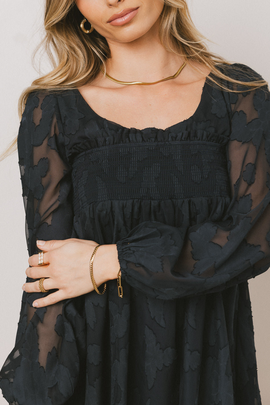 Miles Smocked Mini Dress in Navy - FINAL SALE