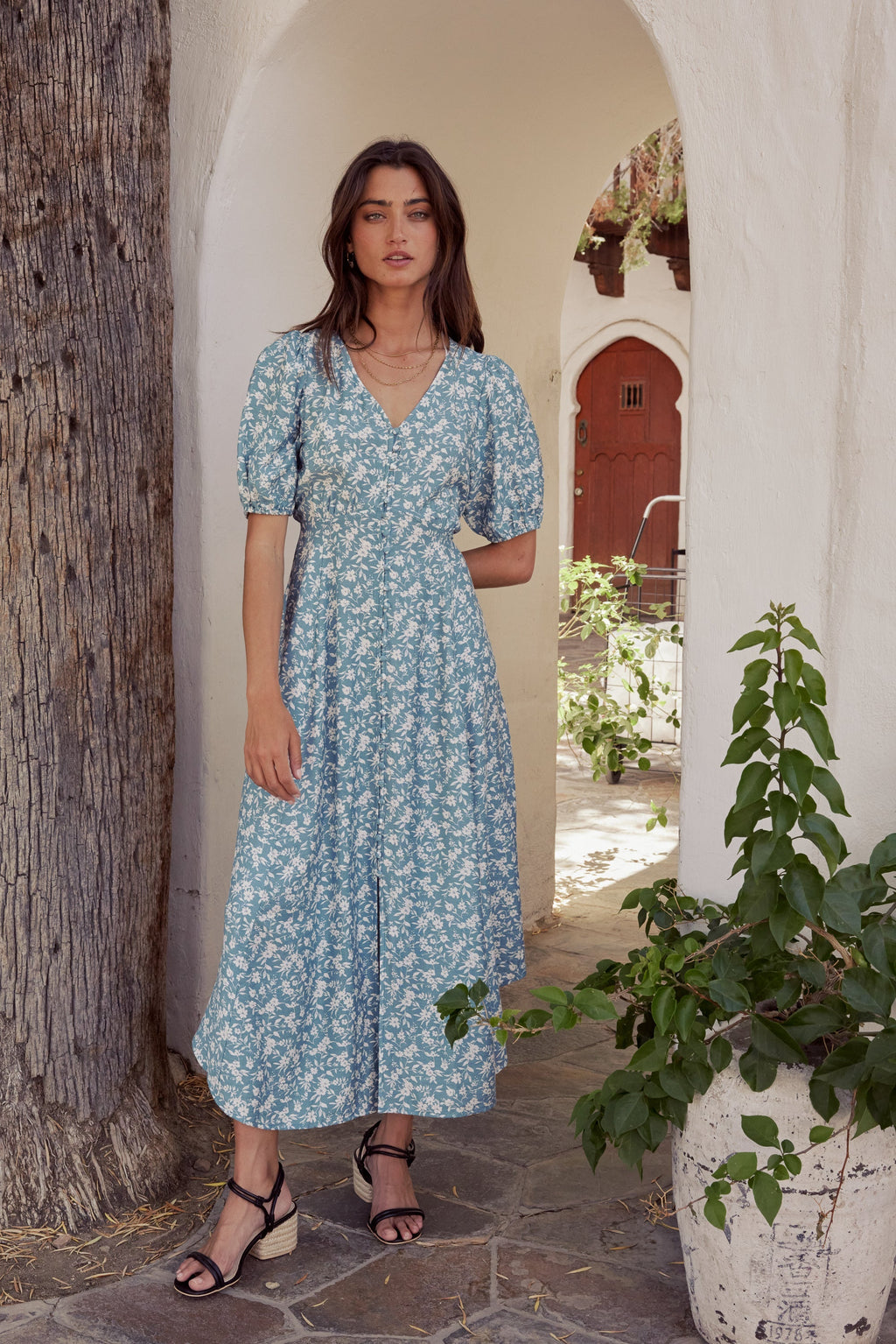 Sandra Button Front Maxi Dress
