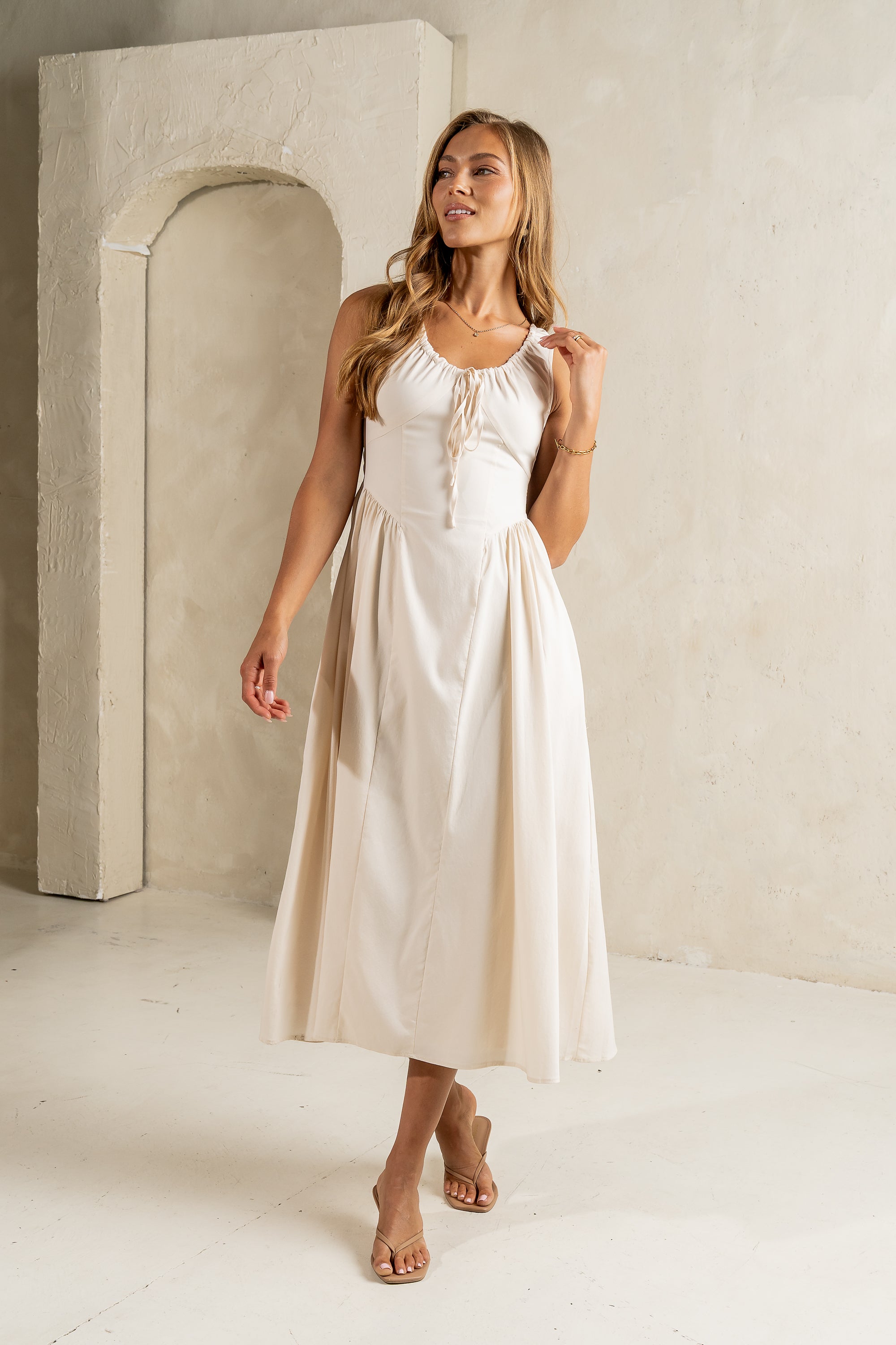 Barrett Midi Dress in Natural