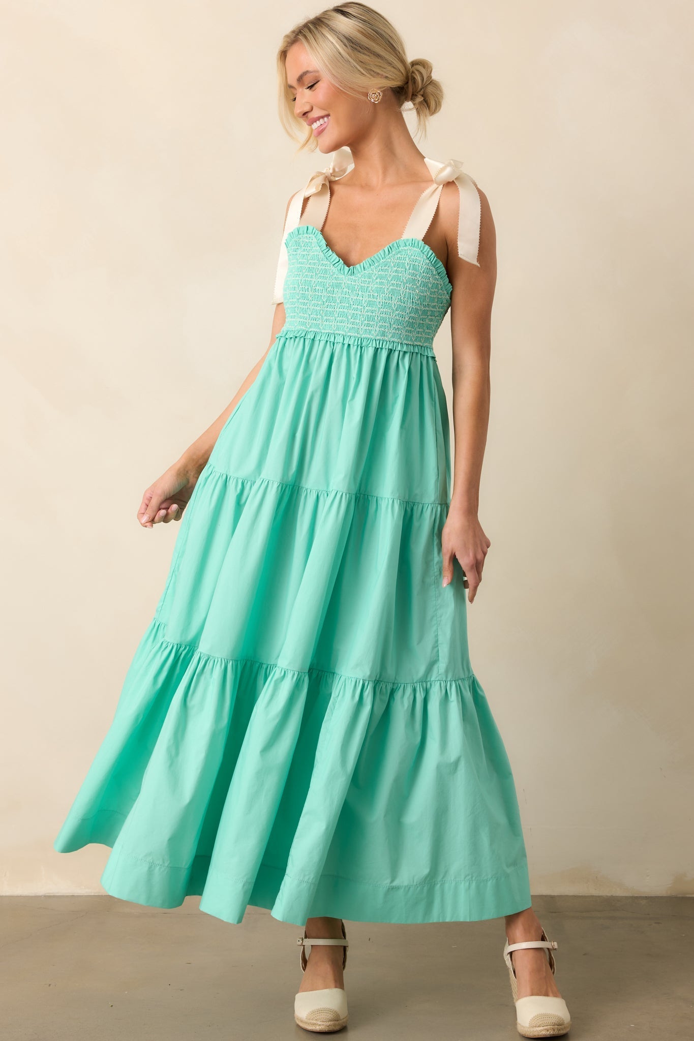 The Felicity Mint Green Cotton Midi Dress