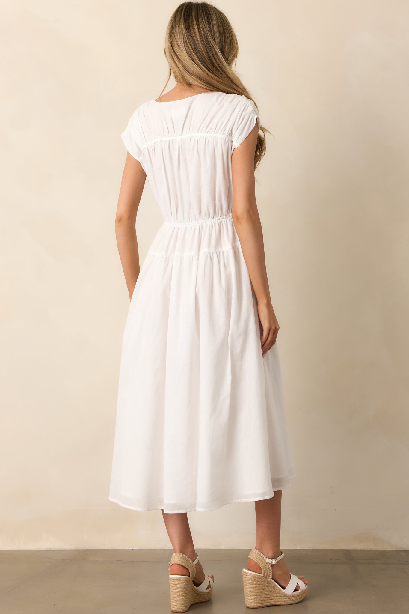 Discover Who You Are Ivory Cotton Cap Sleeve Midi Dress