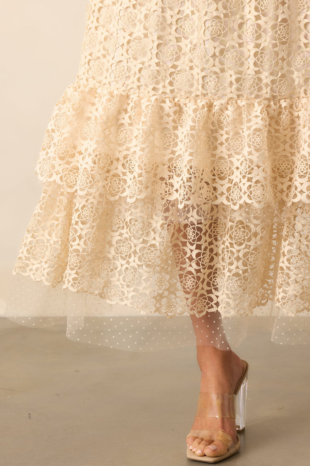 In The Long Run Natural Embroidered Midi Dress