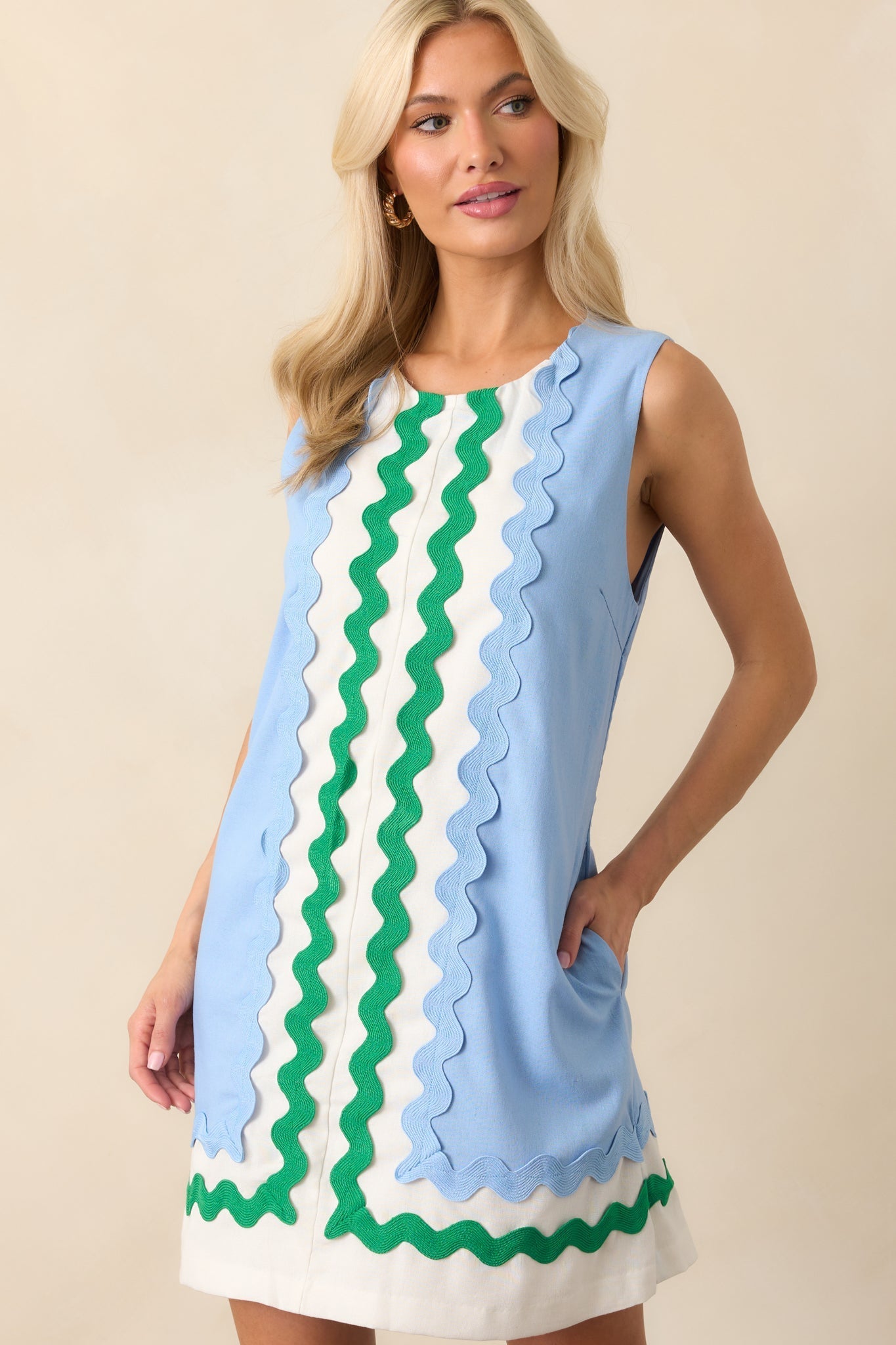 Before You Say A Word Light Blue Linen Blend Mini Shift Dress