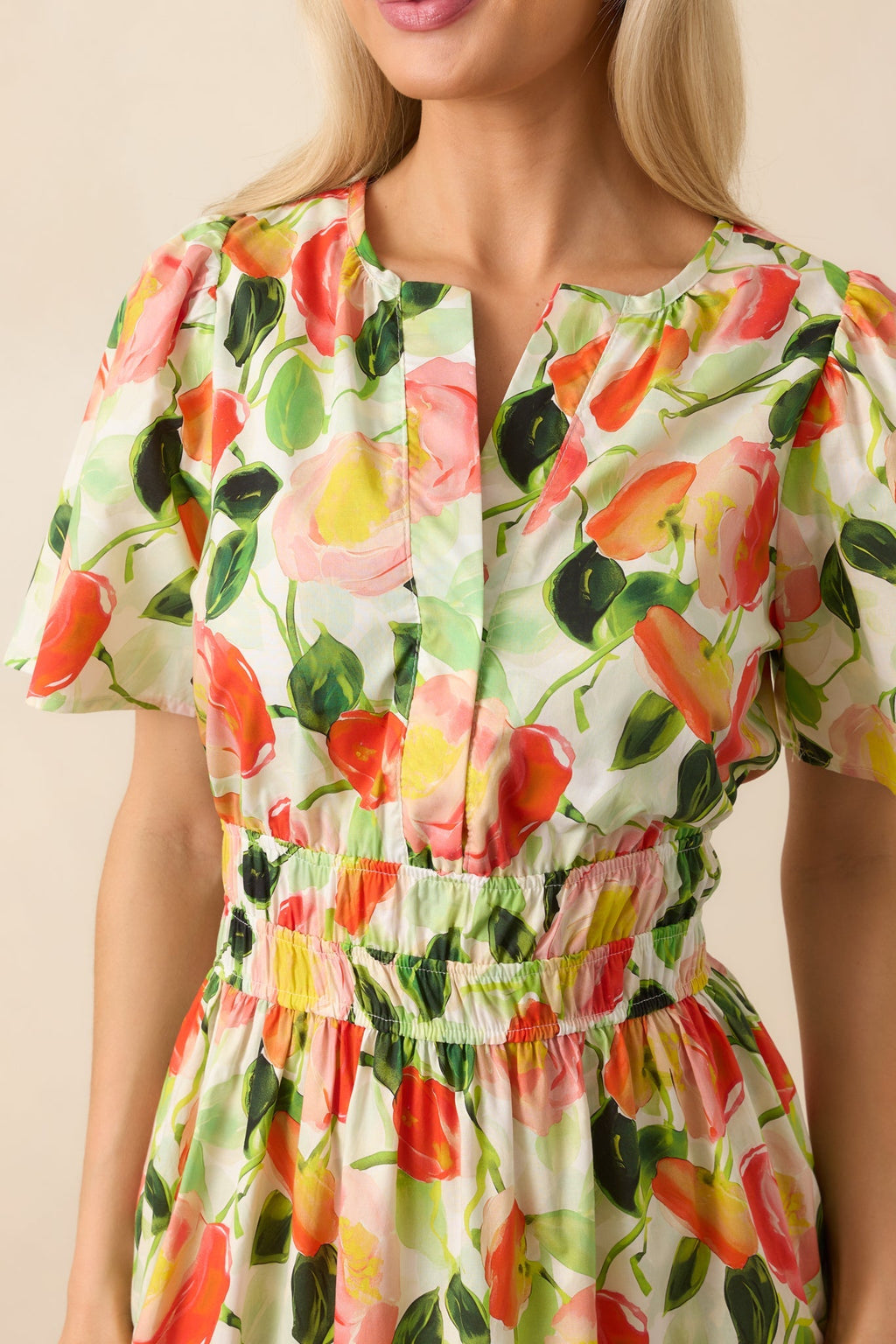 Something About It Orange Floral Print Cotton Maxi Dress