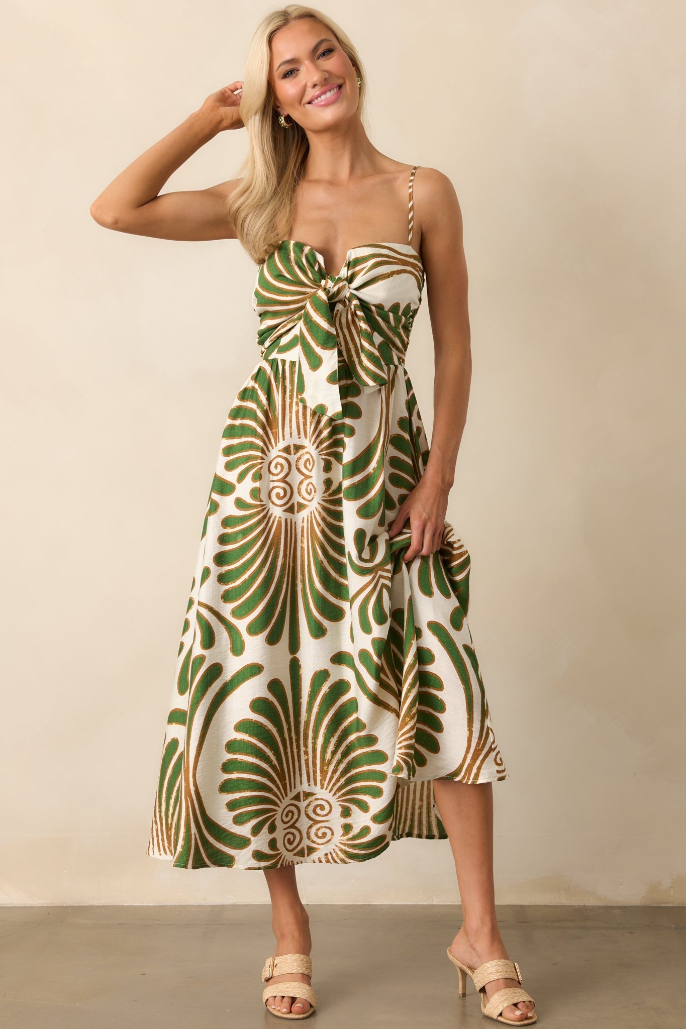 Notes From The Coast Abstract Print Midi Dress