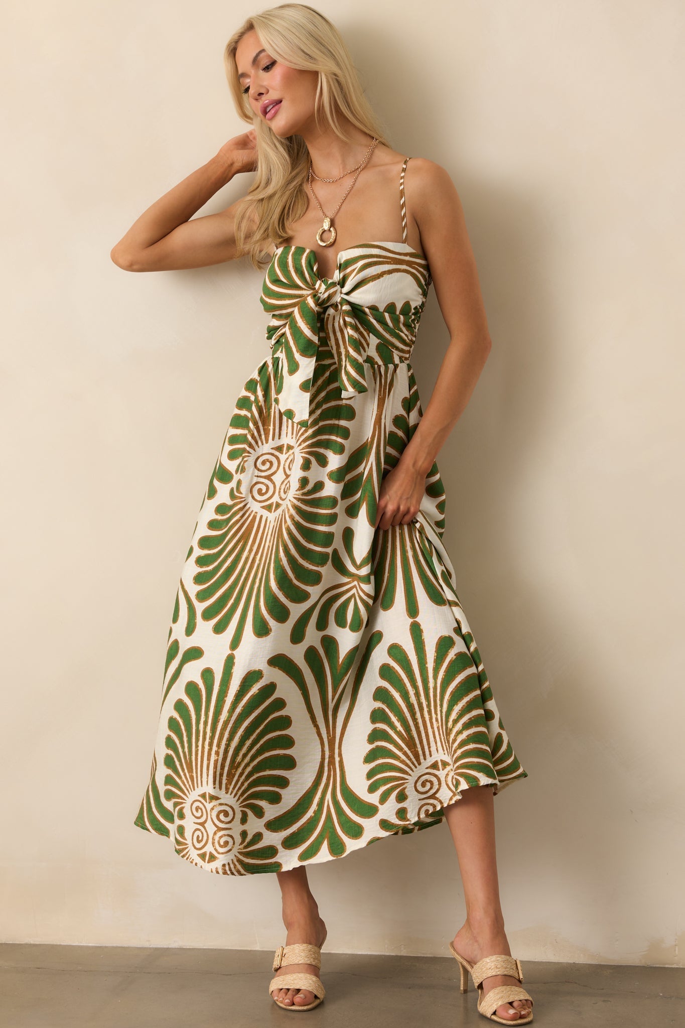 Notes From The Coast Abstract Print Midi Dress