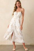 Tailor Made For You Beige Floral Button Front Maxi Dress