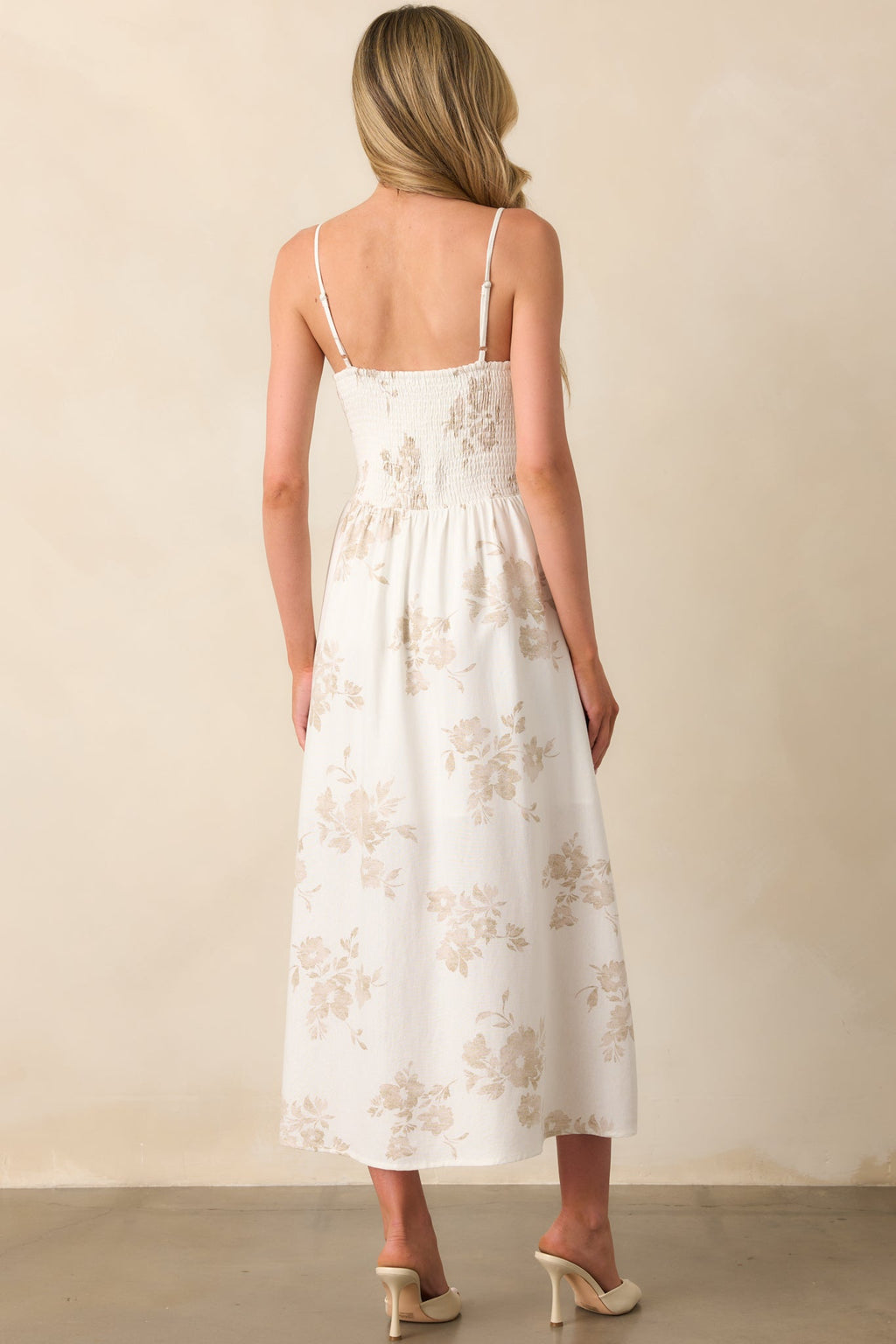 Tailor Made For You Beige Floral Button Front Maxi Dress