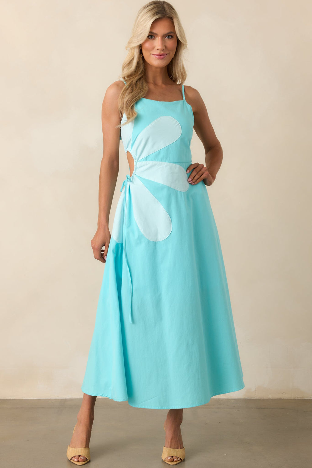 Feeling Like Herself Again Horizon Blue Cotton Sleeveless Maxi Dress