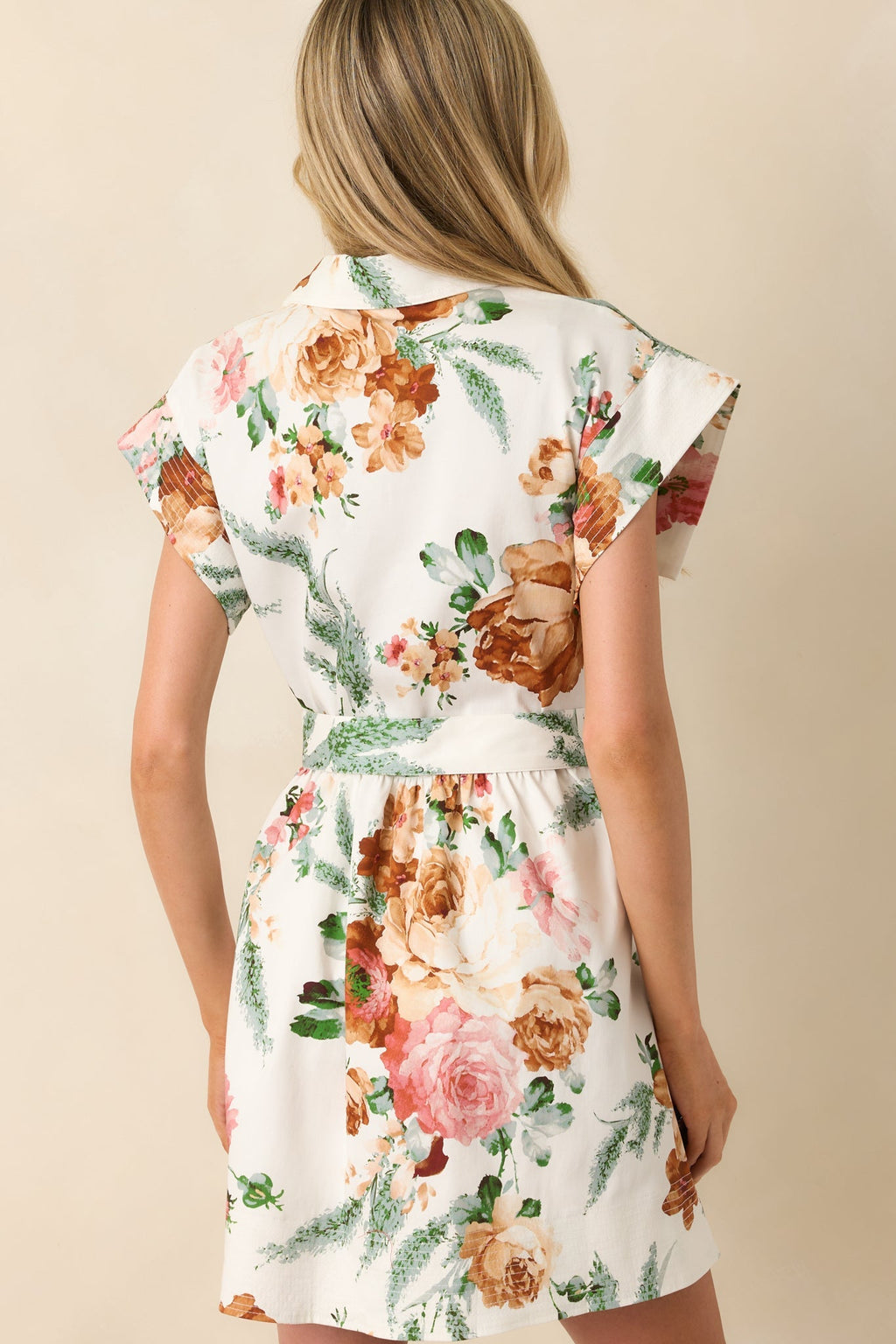 Never Been Better White Multi Floral Print Cotton Mini Shirt Dress