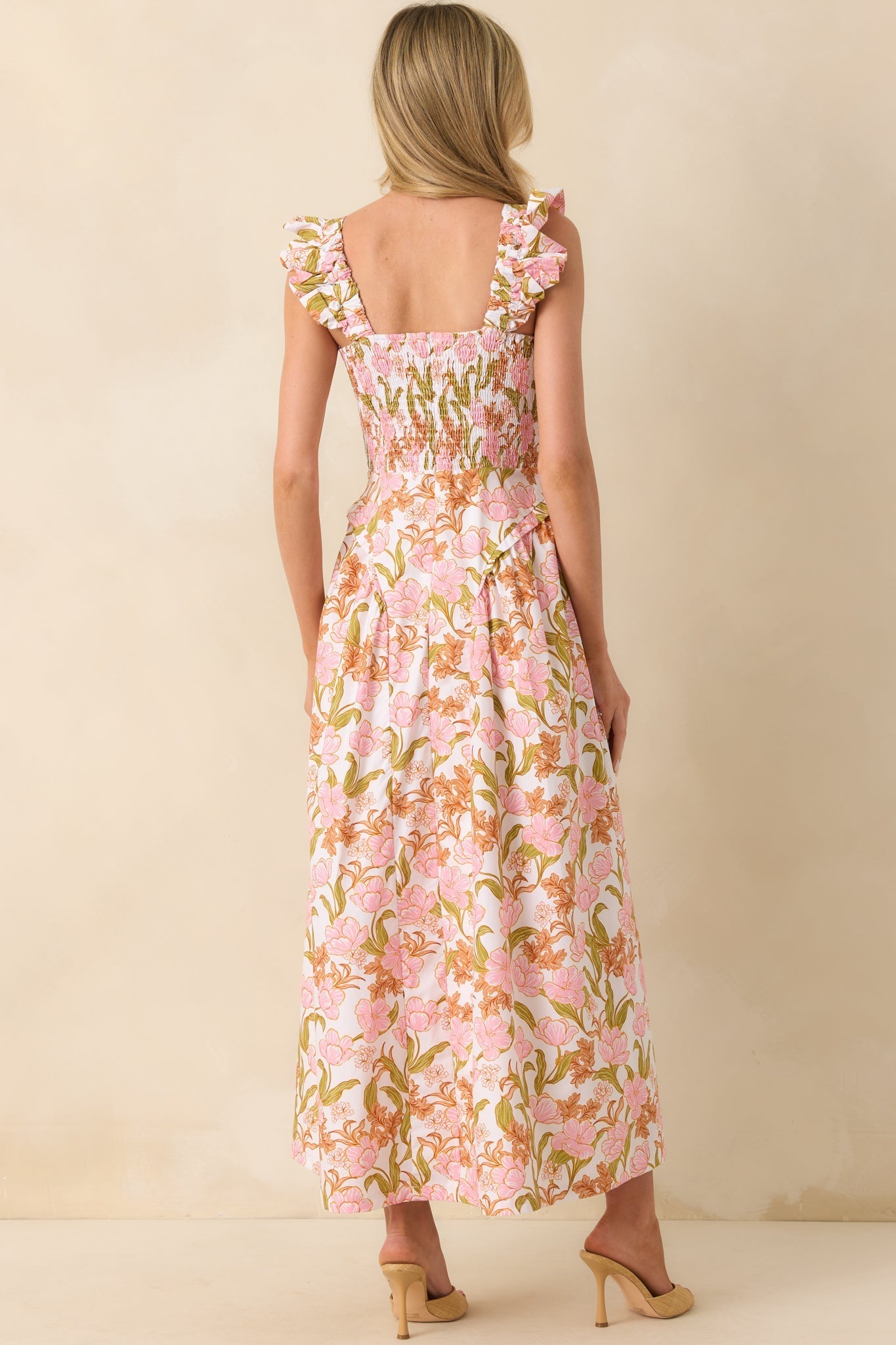 The Main Event Pink Floral Print Cotton Maxi Shirt Dress