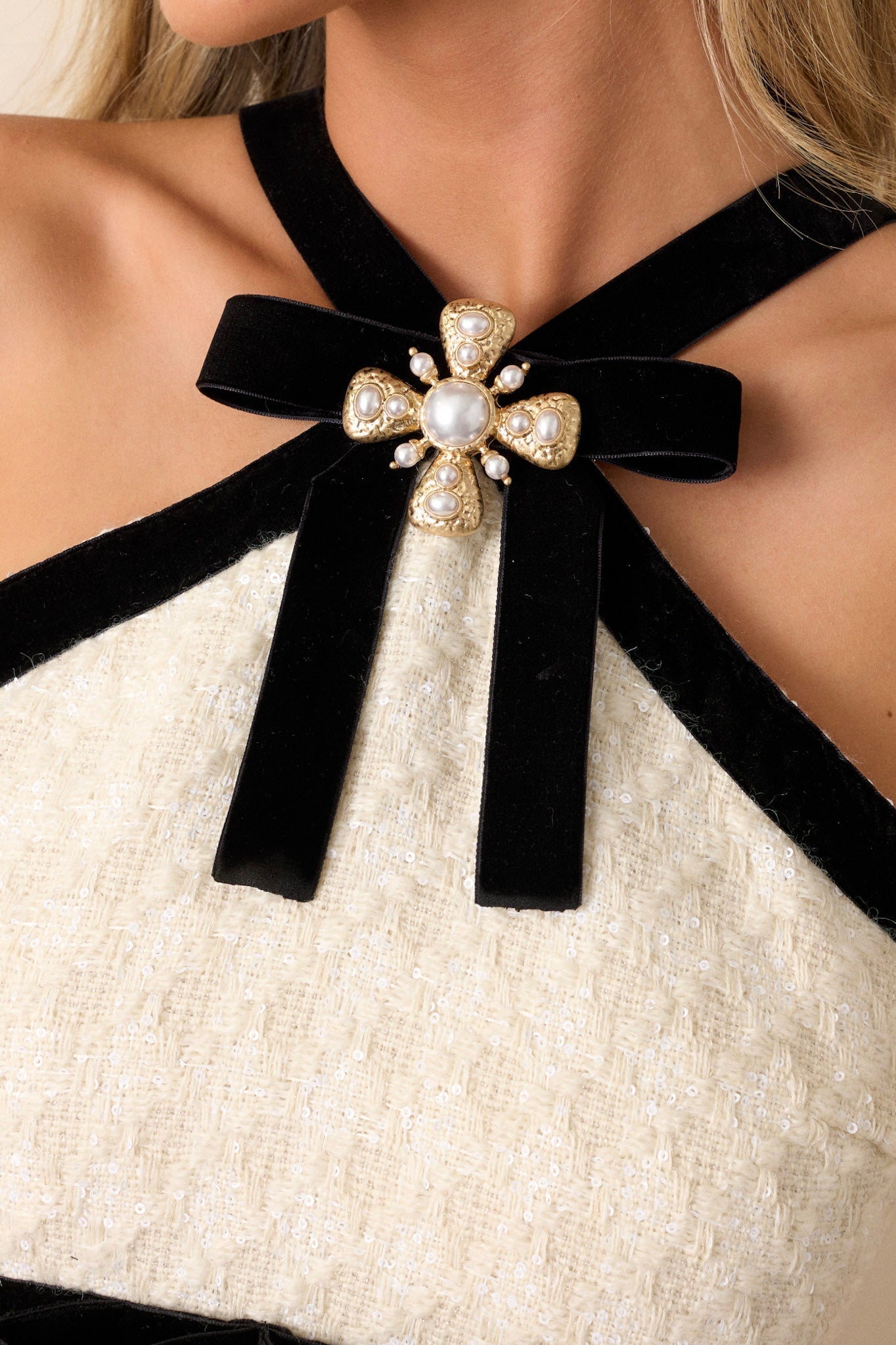 House of Cards Ivory Halter Neck Mini Dress