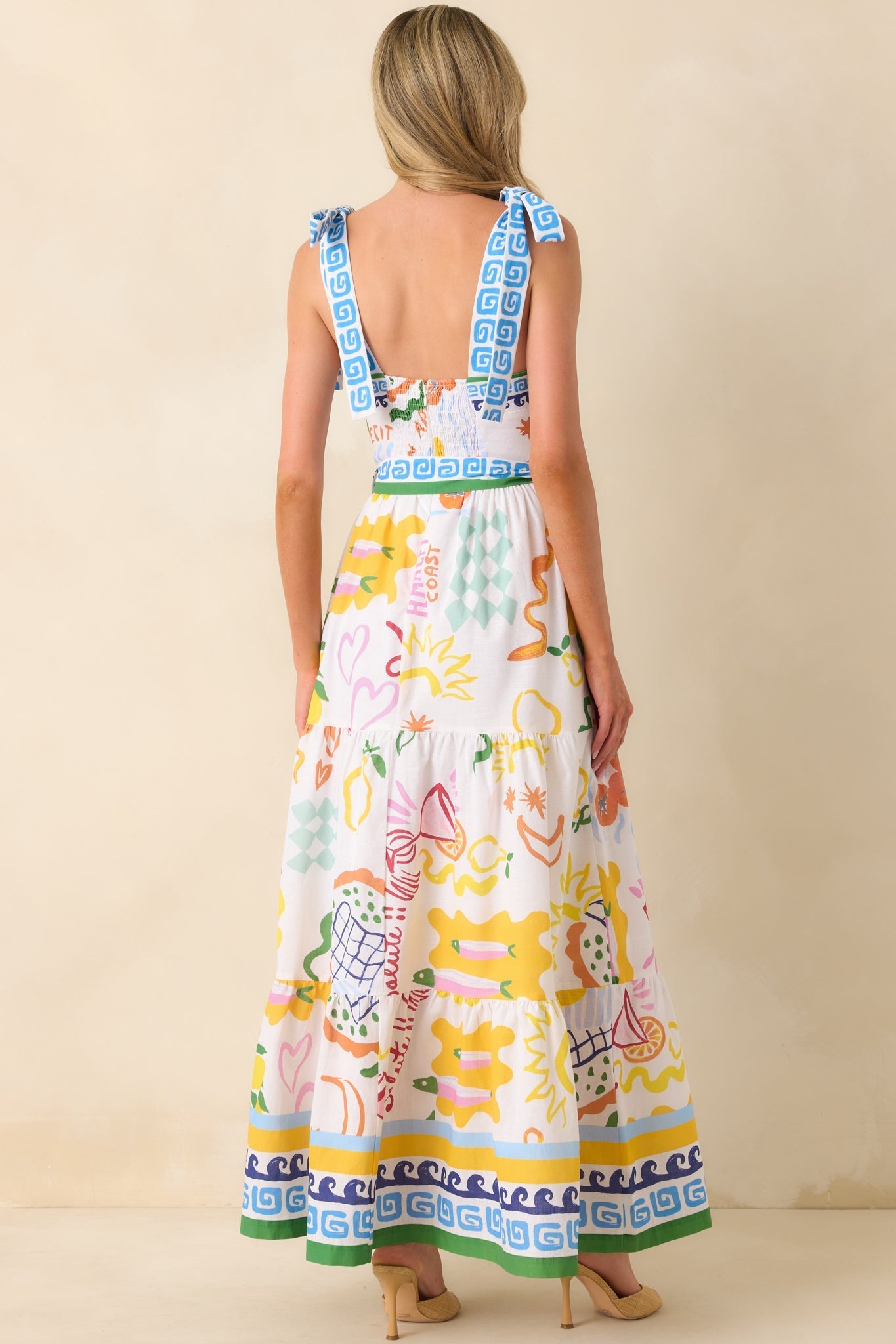 Prosperina Gemma Multi Print Linen Blend Maxi Dress