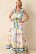 Prosperina Gemma Multi Print Linen Blend Maxi Dress