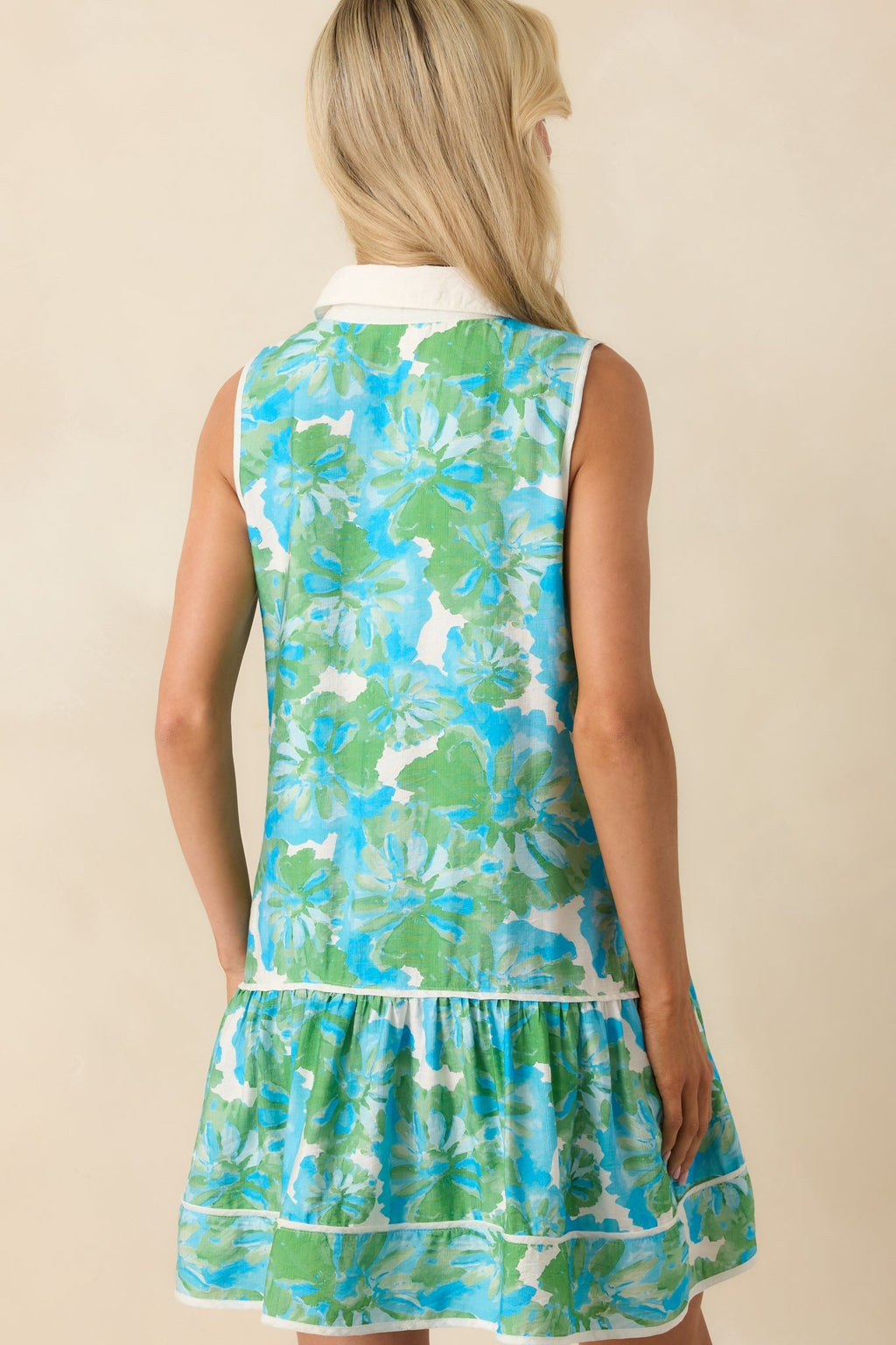 Good Things Coming Green Floral Print Mini Shirt Dress