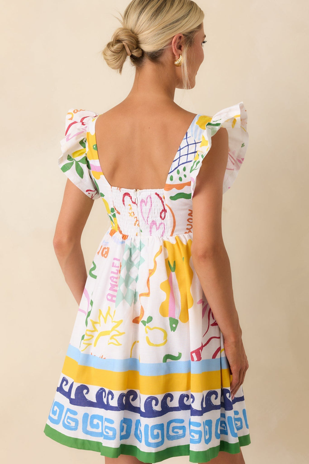 Prosperina Alaina Multi Print Linen Blend Mini Dress