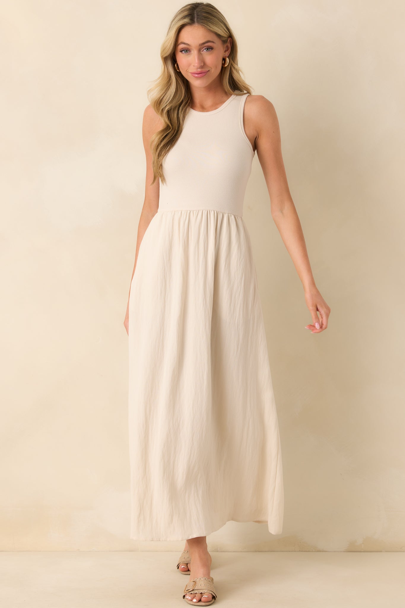 Z Supply Beige Charlotte Rib Midi Dress