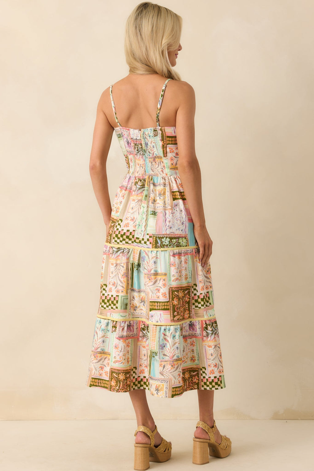 Had To Have It Light Green Multi Patchwork Linen Blend Maxi Dress