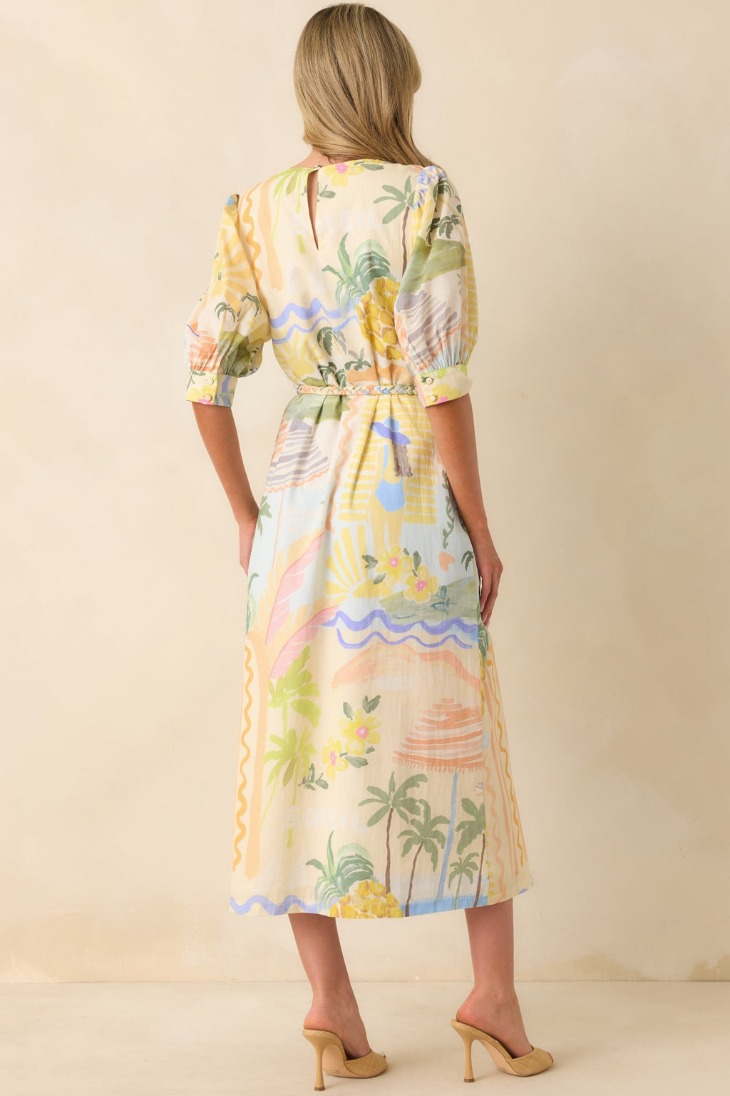 Prosperina Brynne Multi Print Cotton Midi Dress